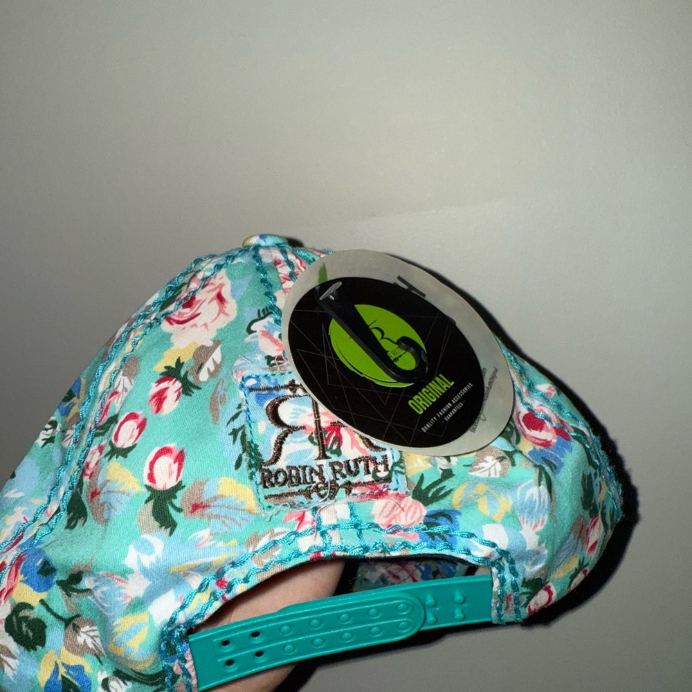 Robin Ruth Turquoise Floral Cap - Picture 2 of 2